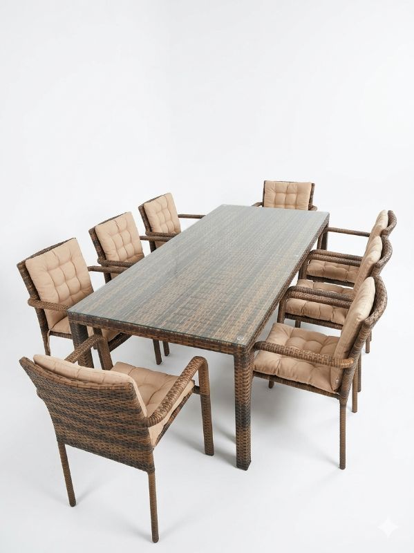 TABLE 8 CHAISES 1.95×0.90 - Tables - TAKIDECO EL EULMA SHOWROOM